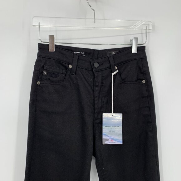 AG Adriano Goldschmied Alexxis jeans slim straight black denim distressed new 27 - Picture 3 of 10